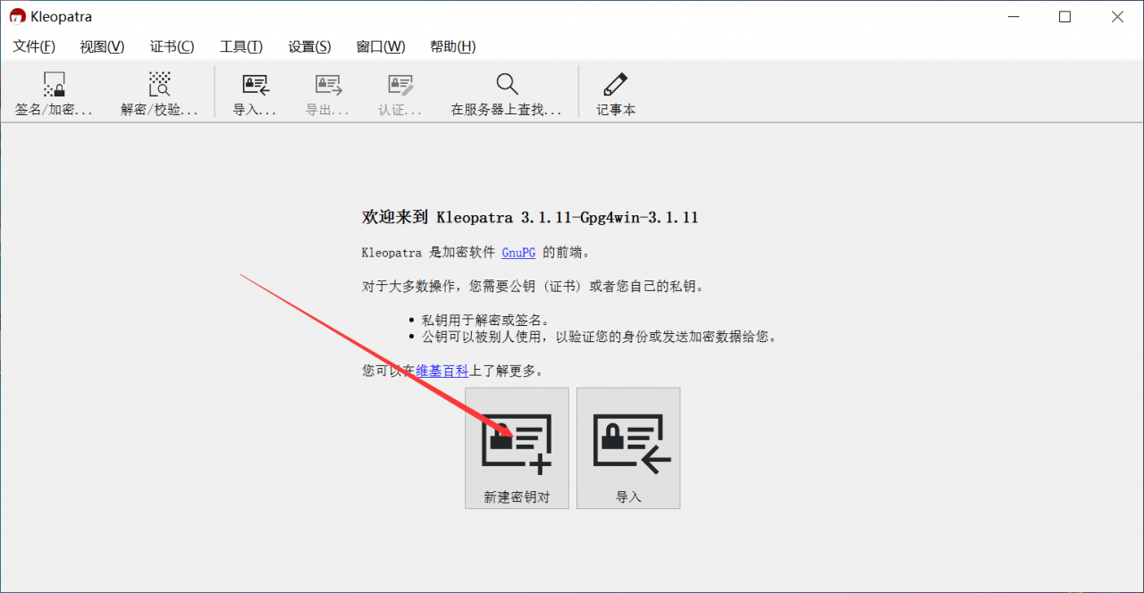 Kleopatra新建密钥对