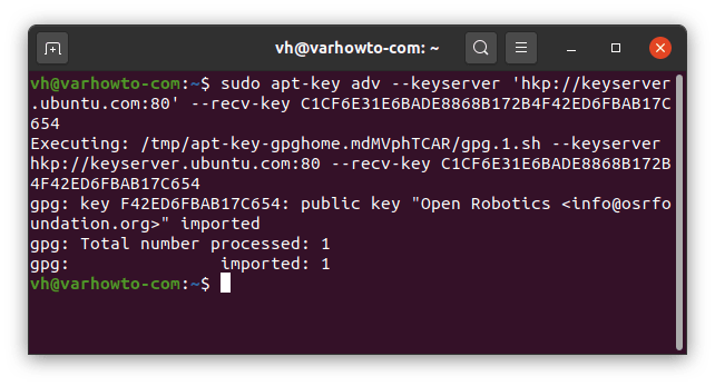 在 Ubuntu 20.04 上添加 ROS Noetic 存储库密钥