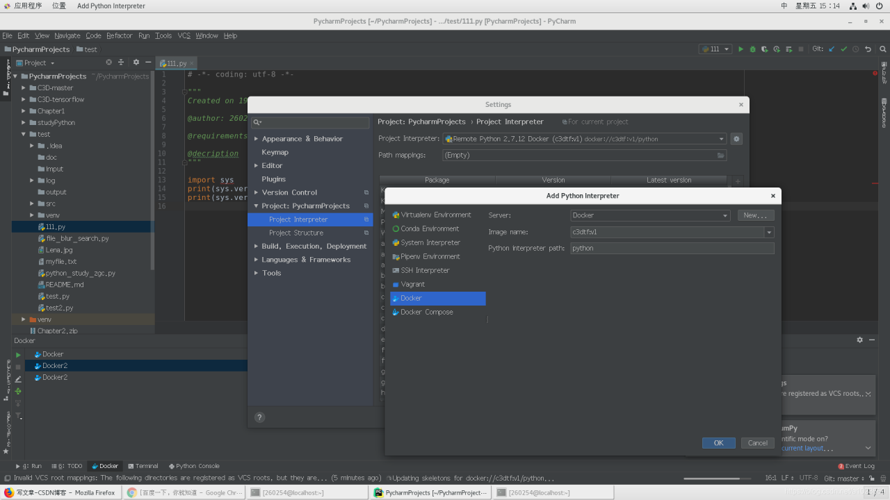 添加我们需要的镜像到项目的解释器里