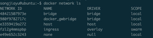 docker network ls