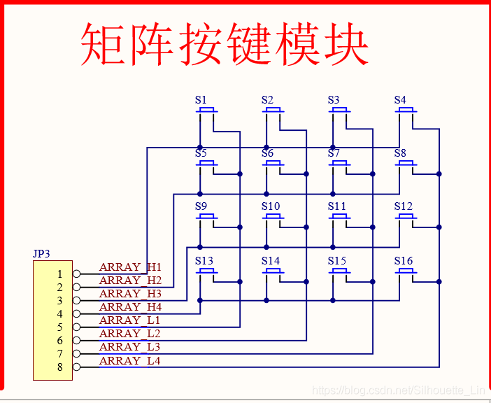 矩阵按键电路的电路原理图通常是这样的