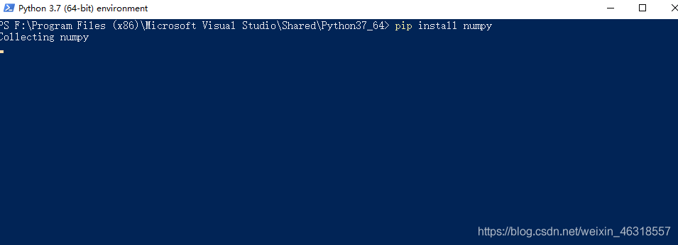 输入指令 ”pip install 库名“开始安装