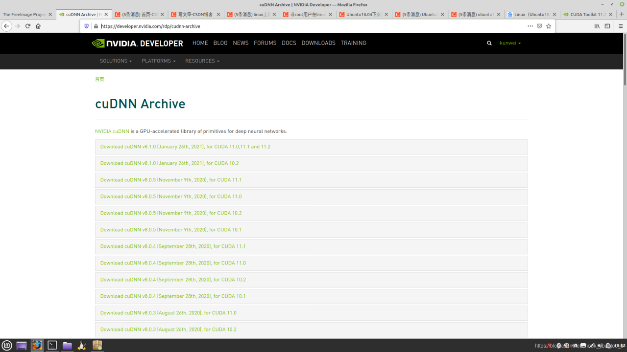 根据cuda版本进行选择