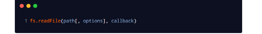 参数解读：⚫ 参数1：必选参数，字符串，表示文件的路径。⚫ 参数2：可选参数，表示以什么编码格式来读取文件。⚫ 参数3：必选参数，文件读取完成后，通过回调函数拿到读取的结果。