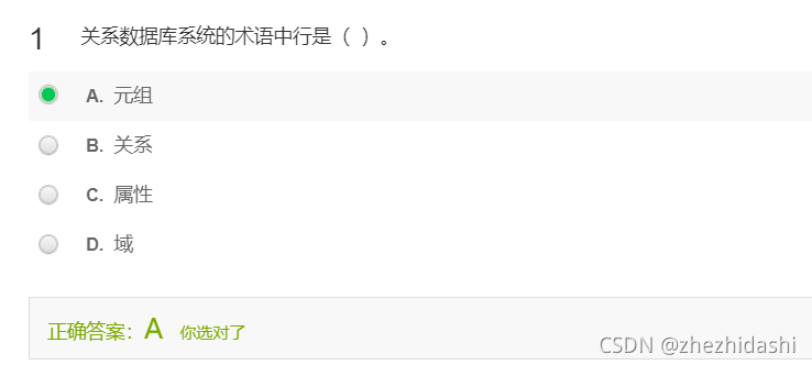 关系数据库系统的术语中行是（**元祖**）