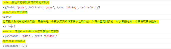 验证函数包含下列参数