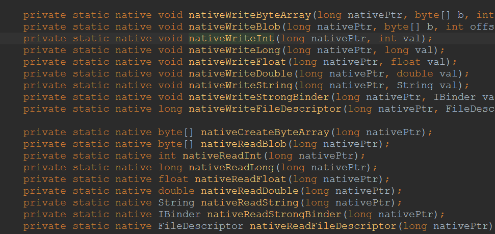 Parcel中的native方法