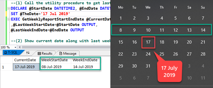Getting last complete week before 17 July 2019