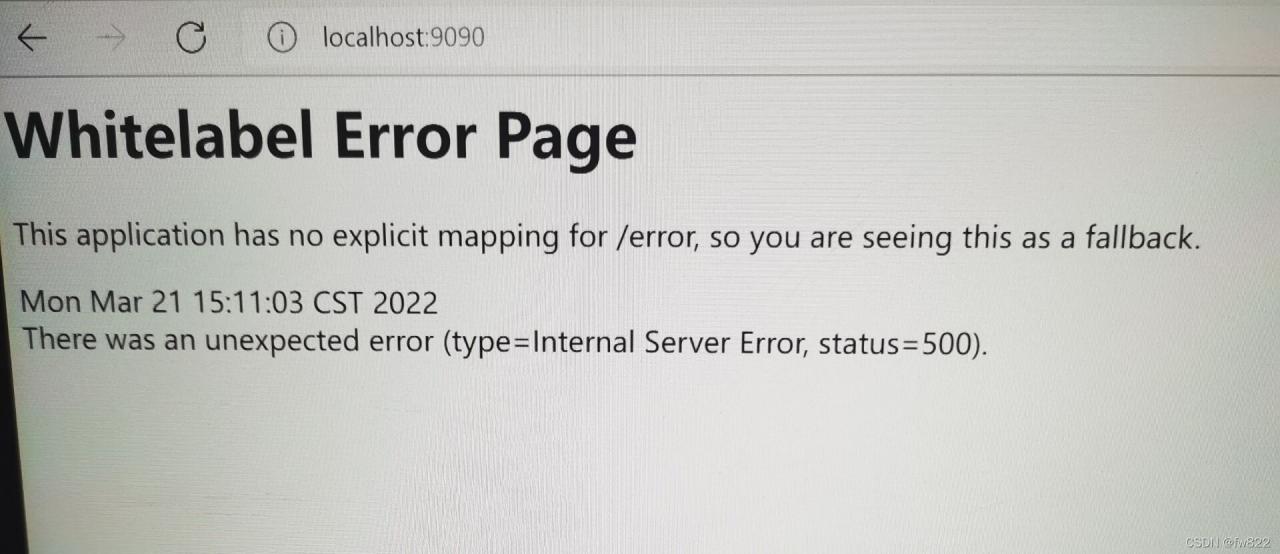  springboot Whitelabel Error Page type Internal Server Error 