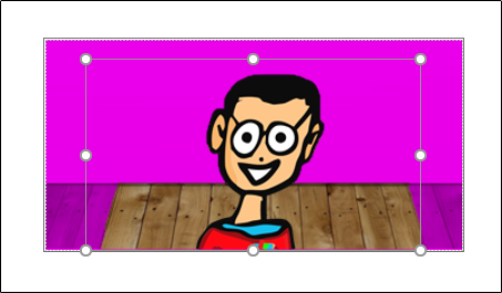 PowerPoint image with magenta highlighted background indicating area for removal