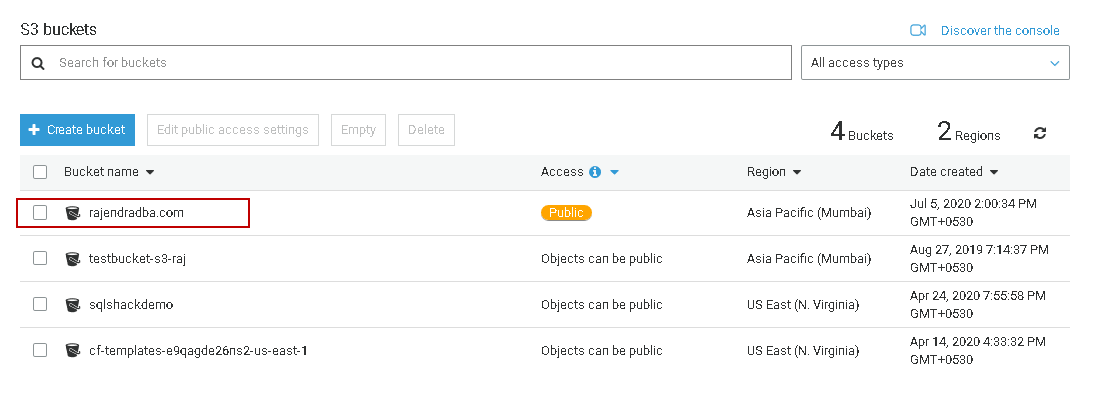 Configured S3 bucket