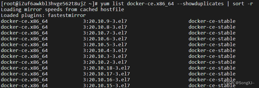 查看可用的docker版本