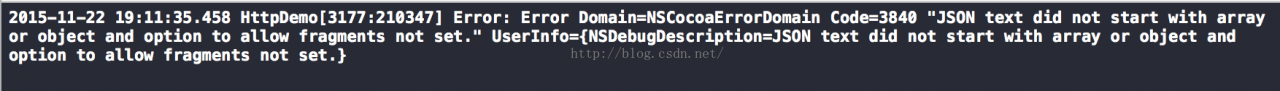 iOS开发Post请求错误：Error Domain=NSCocoaErrorDomain Code=3840 &quot;JSON text did not start with array or ...