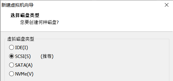 选择磁盘类型