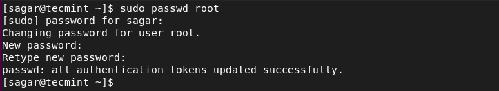 sudo用户修改root密码