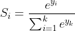 S_{i}=\frac{e^{y_{i}}}{\sum_{i=1}^{k}e^{y_{k}}}