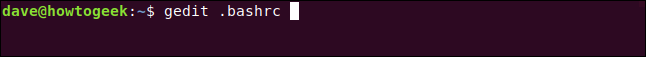 .bashrc file lodaed into an editor and a new environment variable added as the last line in the file.