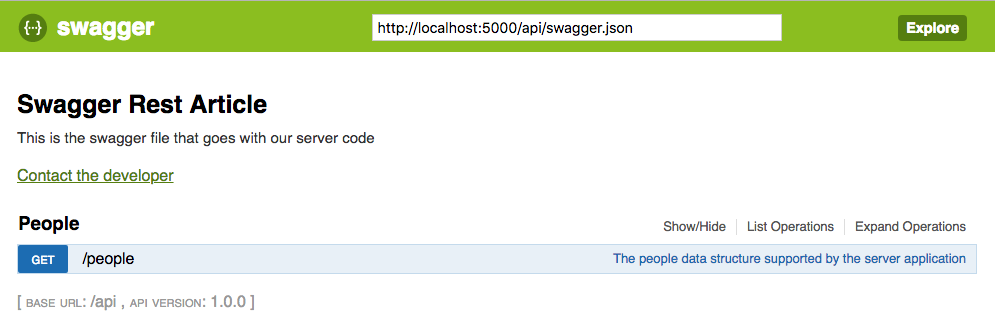 Swagger UI Interface